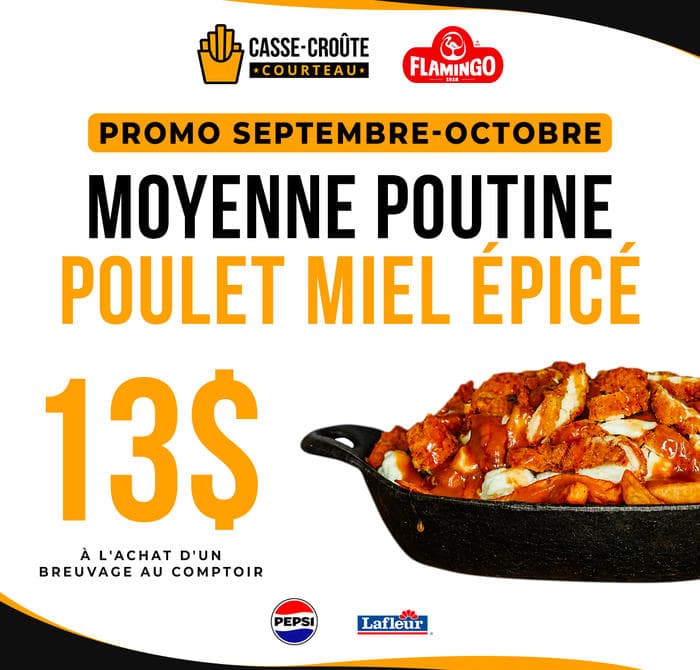 PROMO POUTINE SEPTEMBRE POULET MIEL ÉPICÉ